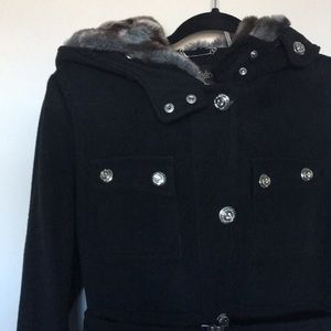 Black and Silver Faux Fur Coat by Laundry Size 10